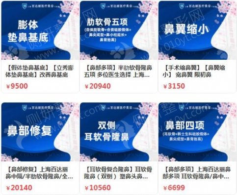 上海市隆鼻整形手术价格