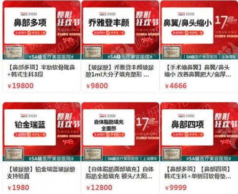 上海隆鼻医院排名前十的